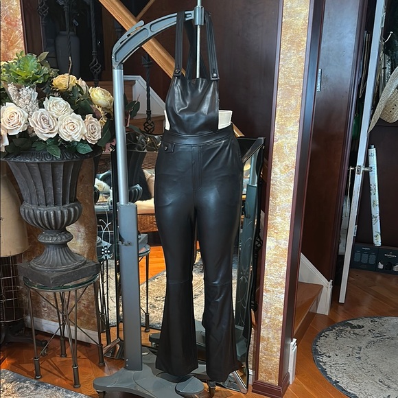 Anthropologie Faux Leather Jumpsuit